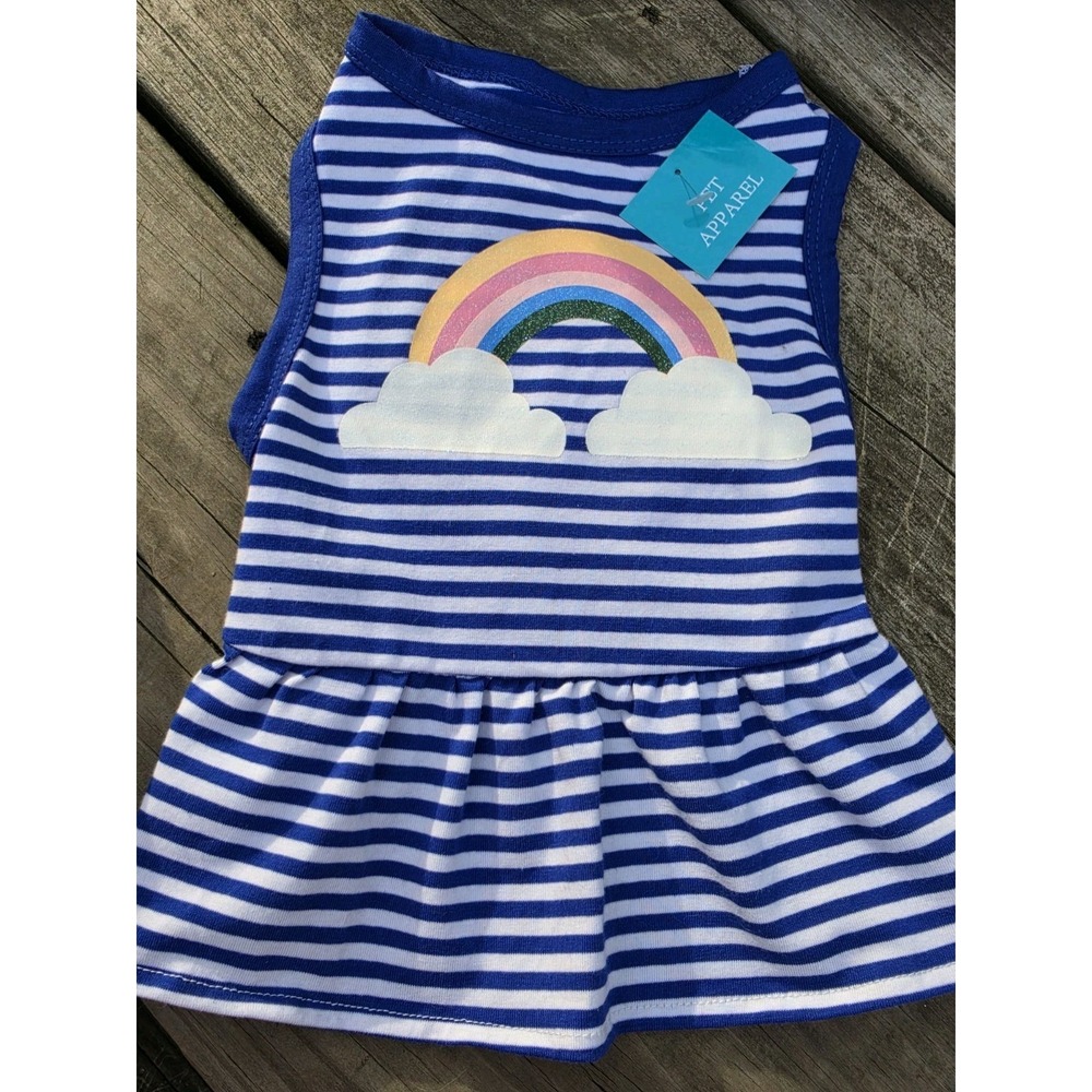 NWT New Dog Rainbow Blue Summer Dress S Small Pet